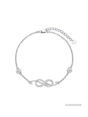 925 Sterling Silver Infinity Mom Bracelet Adjustable Jewelry Gift